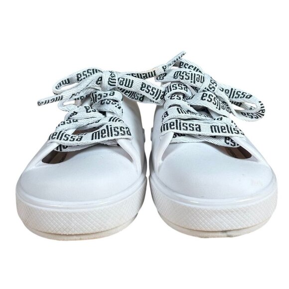 Mini Melissa Girl's White Rubber Lace Up Sneaker Size 8 - Picture 2 of 7